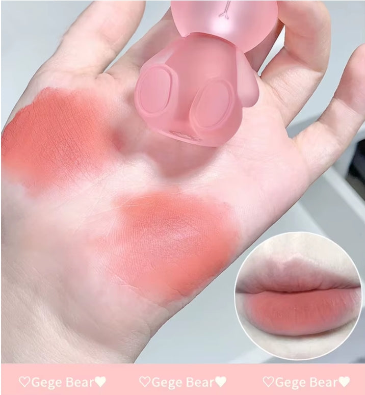 Gege Bear Rabbit Lip Glaze, Matte Velvet Lip Clay Long-lasting Color Non-drying Lipstick