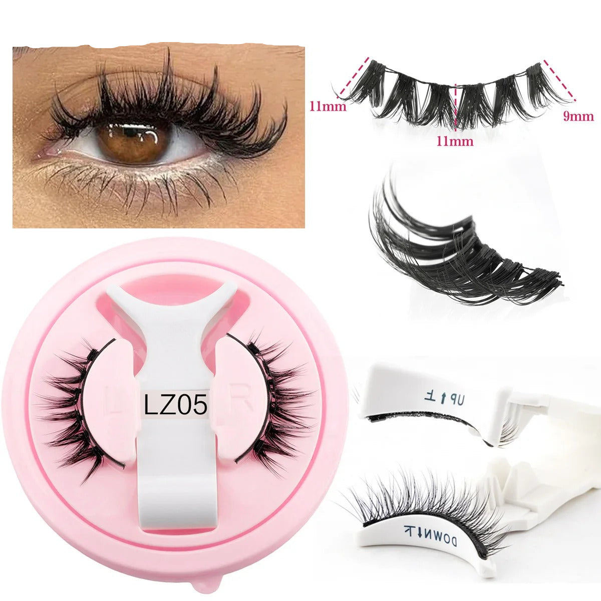 Reusable Magnetic Eyelashes 1 Pair Natural Curly Fluffy Magnetic False Eyelashes No Glue Needed Lashes Makeup with Tweezer Set