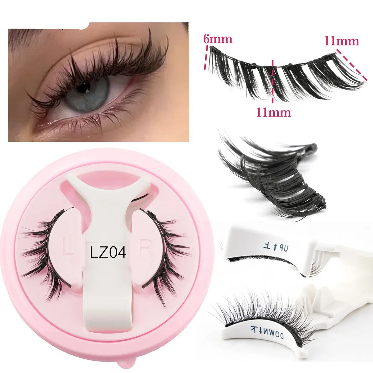 Reusable Magnetic Eyelashes 1 Pair Natural Curly Fluffy Magnetic False Eyelashes No Glue Needed Lashes Makeup with Tweezer Set