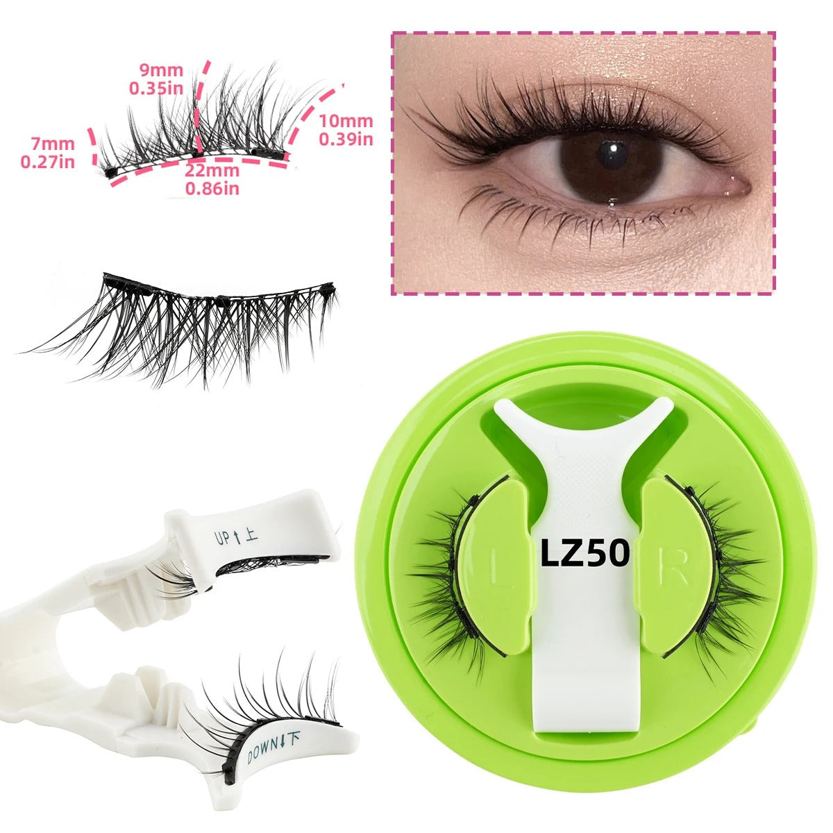 Reusable Magnetic Eyelashes 1 Pair Natural Curly Fluffy Magnetic False Eyelashes No Glue Needed Lashes Makeup with Tweezer Set