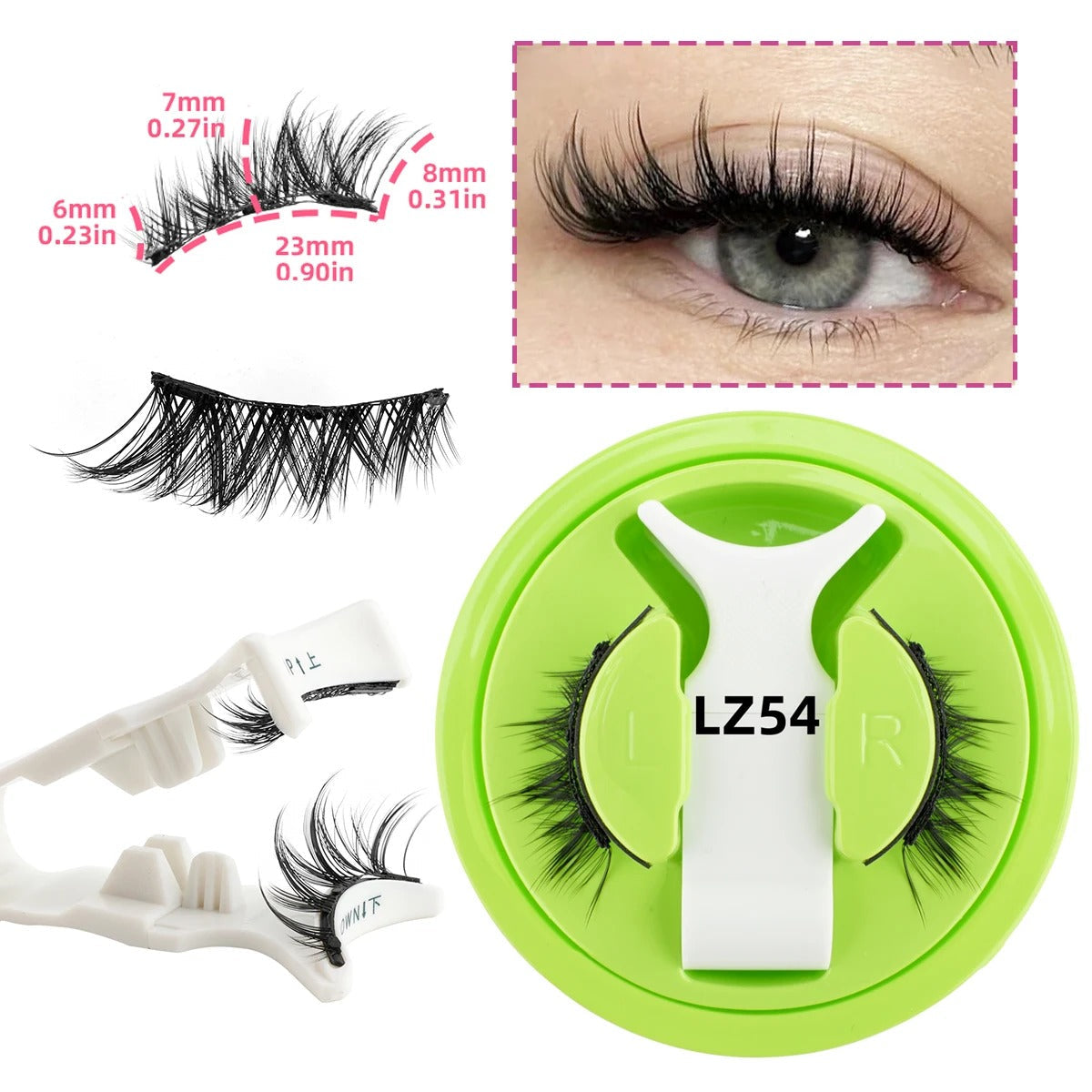 Reusable Magnetic Eyelashes 1 Pair Natural Curly Fluffy Magnetic False Eyelashes No Glue Needed Lashes Makeup with Tweezer Set