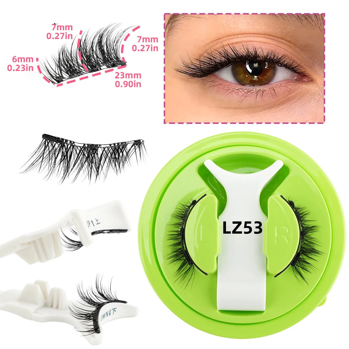 Reusable Magnetic Eyelashes 1 Pair Natural Curly Fluffy Magnetic False Eyelashes No Glue Needed Lashes Makeup with Tweezer Set