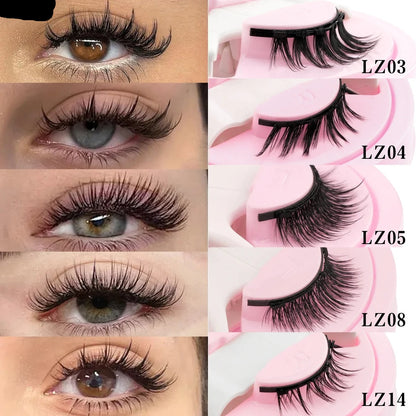 Reusable Magnetic Eyelashes 1 Pair Natural Curly Fluffy Magnetic False Eyelashes No Glue Needed Lashes Makeup with Tweezer Set