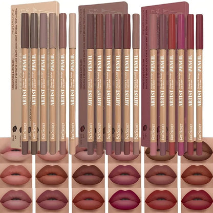 6pcs Velvet Matte Lip Liner Pencils Set Long-Lasting Non-Drying Perfect for Lining Filling Lips Versatile