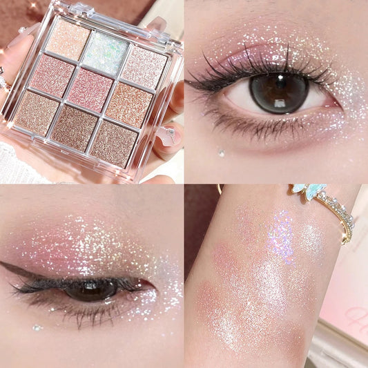 Pearlescent fine glitter highlighter dazzling smart eyeshadow palette Long-lasting color