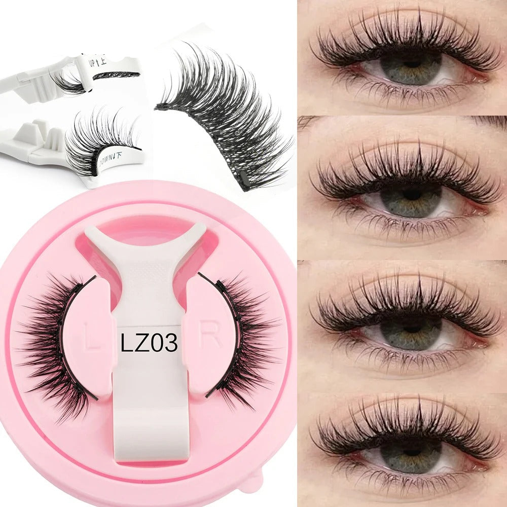 Reusable Magnetic Eyelashes 1 Pair Natural Curly Fluffy Magnetic False Eyelashes No Glue Needed Lashes Makeup with Tweezer Set
