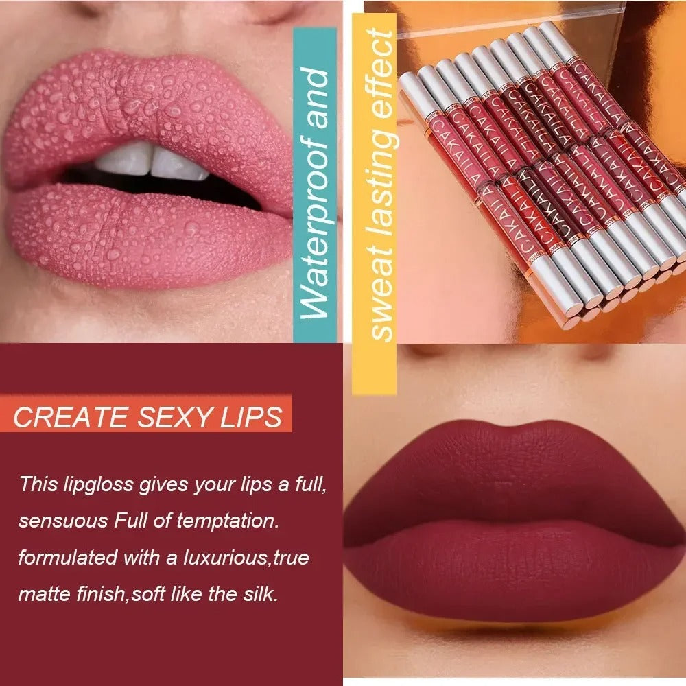 CAKAILA 10pcs/set Nude Lip Gloss Matte Velvet Lipstick Waterproof Long-lasting Liquid Lipstick