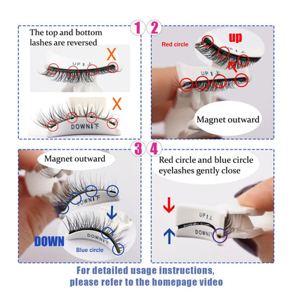 Reusable Magnetic Eyelashes 1 Pair Natural Curly Fluffy Magnetic False Eyelashes No Glue Needed Lashes Makeup with Tweezer Set