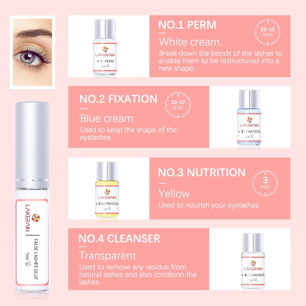 LakeRain Lash Lift Kit Long Lasting Eyelash Lifting Perming Lotion Fixation Glue Curly Lasher Beauty Salon Home Pro Kit