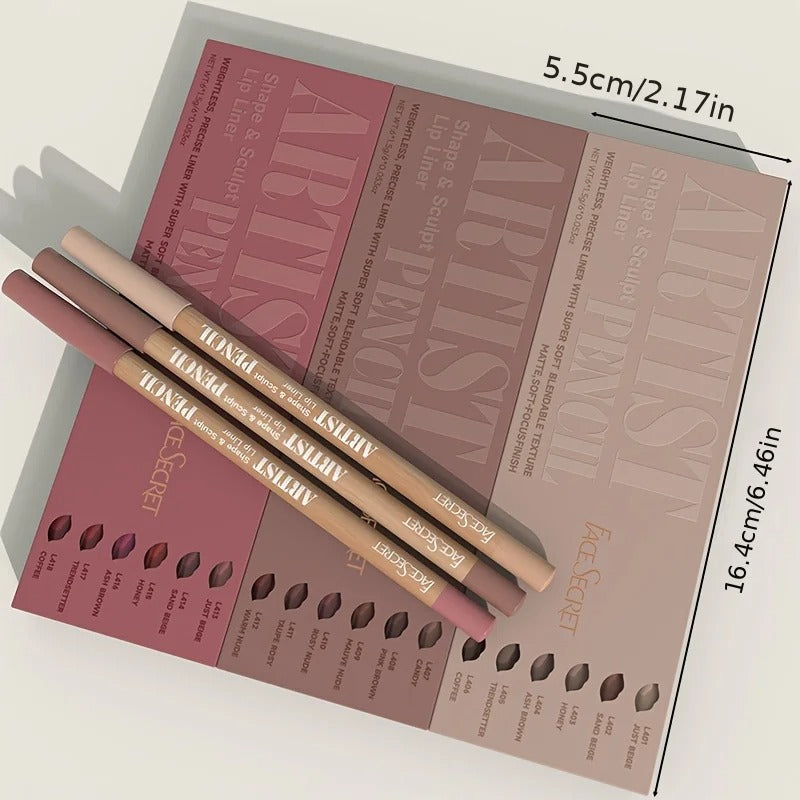 6pcs Velvet Matte Lip Liner Pencils Set Long-Lasting Non-Drying Perfect for Lining Filling Lips Versatile