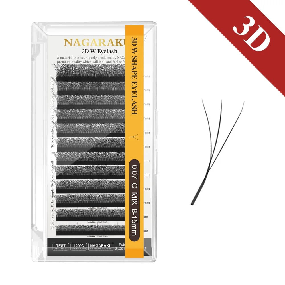 Nagaraku 3D eyelash package with individual lashes displayed on a white background