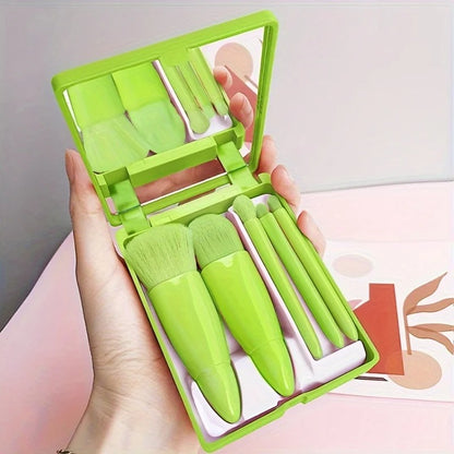 Portable Makeup Brush Set With Mirror 5pcs