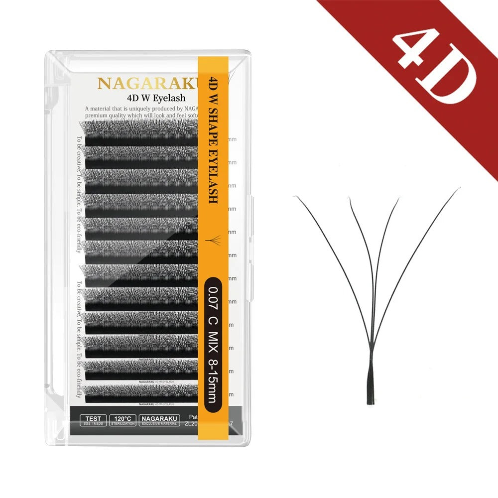 Nagaraku 4D W Eyelash packaging with false eyelashes on a white background